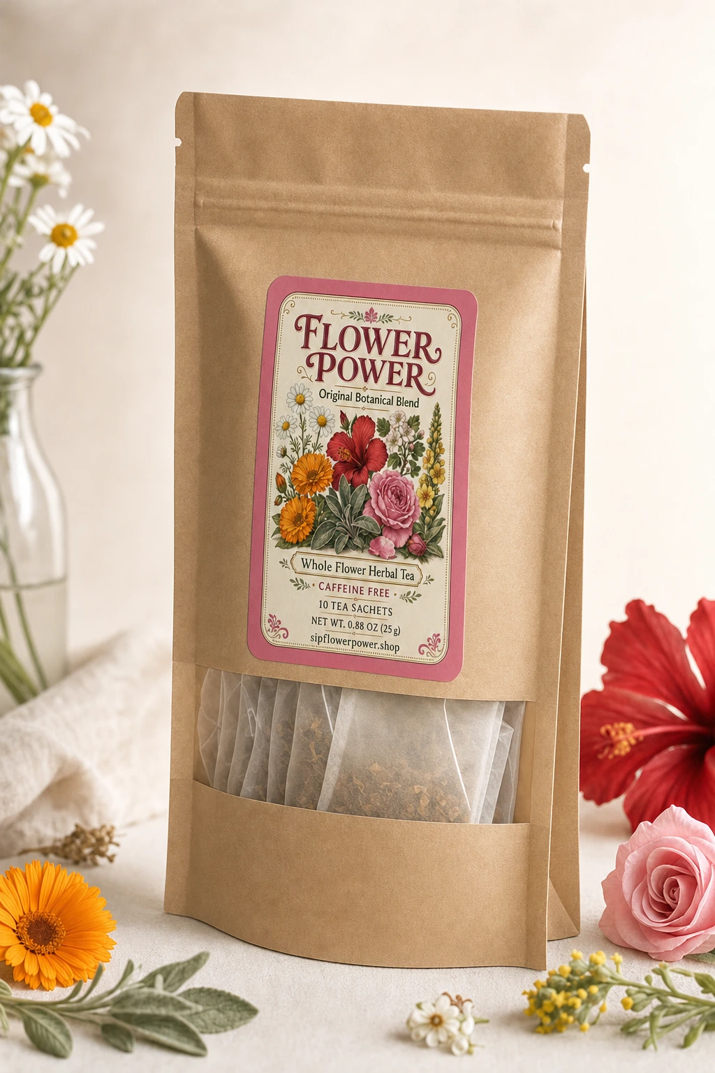 Flower Power pouch — Front three-quarter right